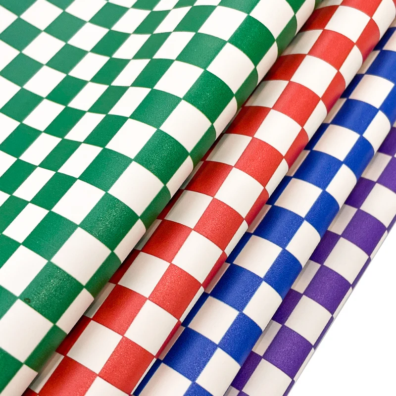 Checkerboard print Glow in the dark sequin synthetic Faux leather fabric pieces for party decorations bow DIY needlework 30*135