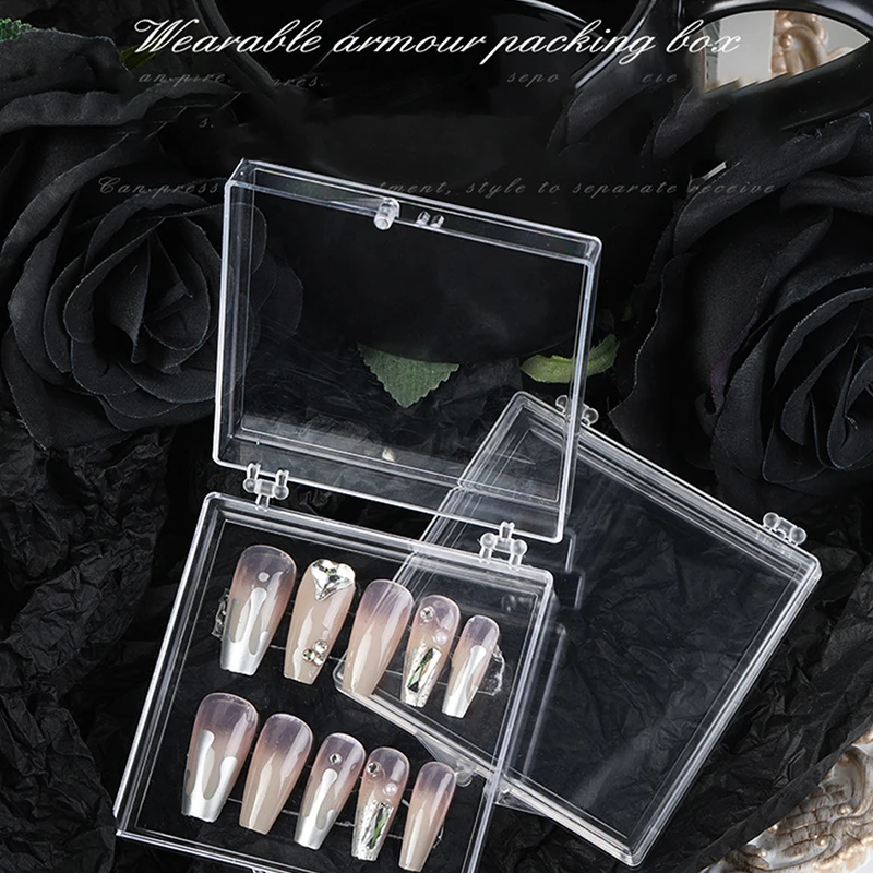 Fake Nails Transparent Flip Cover Organizer Display Box Dustproof Exquisite False Nails Display Case Anti Oxidation Packing Box