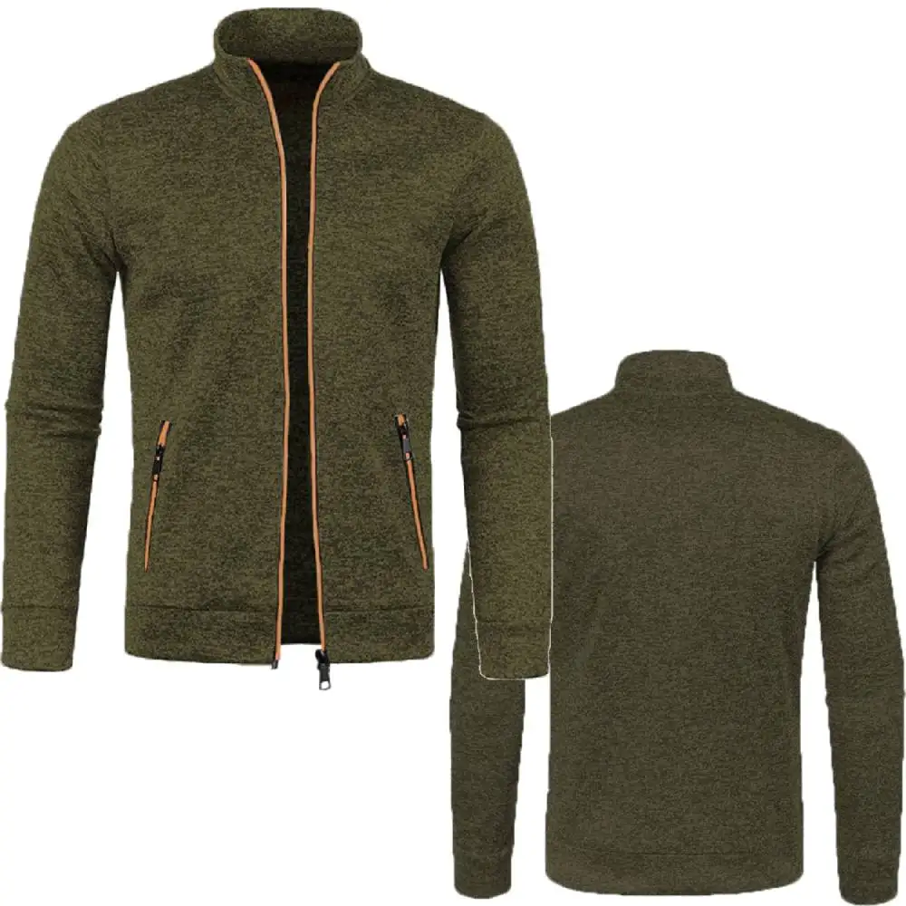 Men Sweatshirts Outerwear Stand Collar Zipper Jackets Fleece Windproof Tracksuit Knitted Jersey Sportwear Coats Bomber Clothes