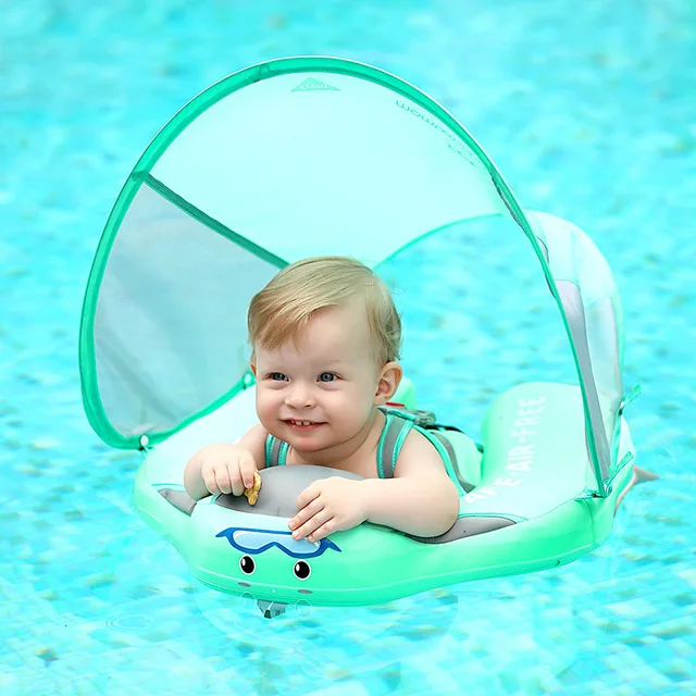 Infants and young children free of inflatable ring with sunshade swimming ring home swimming pool use 6