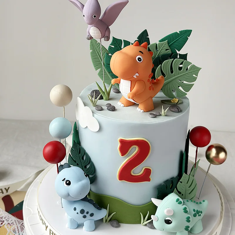 Cartoon Tiere Dinosaurier Kuchen Pflanze Vulkan Themen Kuchen Dekoration Dinosaurier Geburtstag Party Kinder Kuchen Dekorationen Requisiten – Detail 3