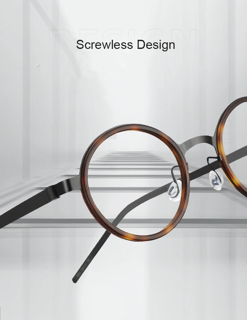 2024 handgemachte runde Brille Rahmen Dänemark Ultraleicht Acetat Titan Männer Frauen Mode Brillen Schraubenlose Design Gafas 9707 – Detail 2