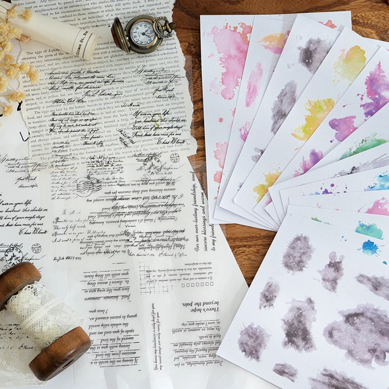Watercolor Trace Sticker Pack - Creative DIY Journal and Scrapbooking Decor (10pcs)