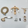 Bathroom Bathtub Faucet Dual Handles Handheld with Hand Shower Bath Shower Mixer Tap Wall Mount Swivel Spout Tub Retro Faucet 6