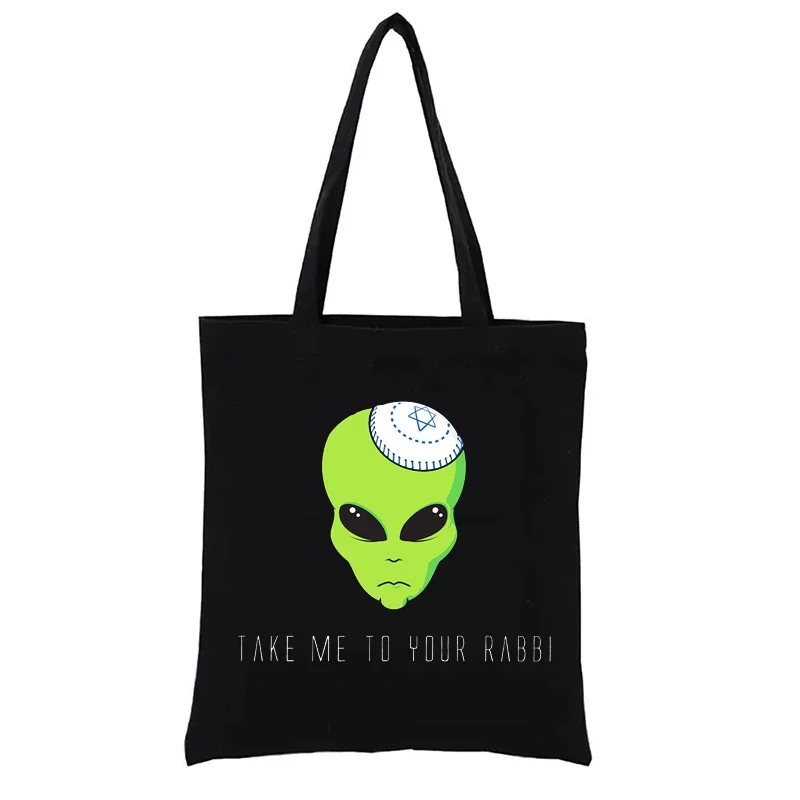 

Take Me To Your Rabbi Funny Jewish Canvas Shopping Bag Women's Handbags Eco Bags Shopper Totebag Tote Fashion Casual Shopping