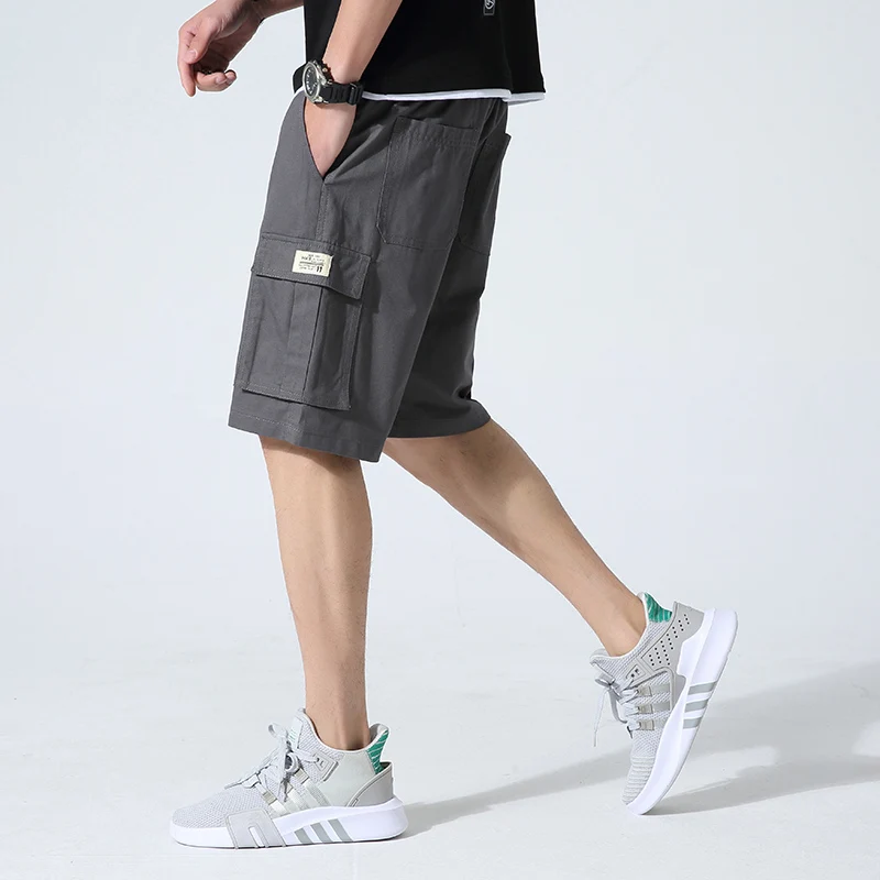 2022 New Summer Multi-Pockets Cargo Shorts Men Plus Size Knee Length Straight Short Pants Male Solid Cotton Loose Casual Shorts casual shorts