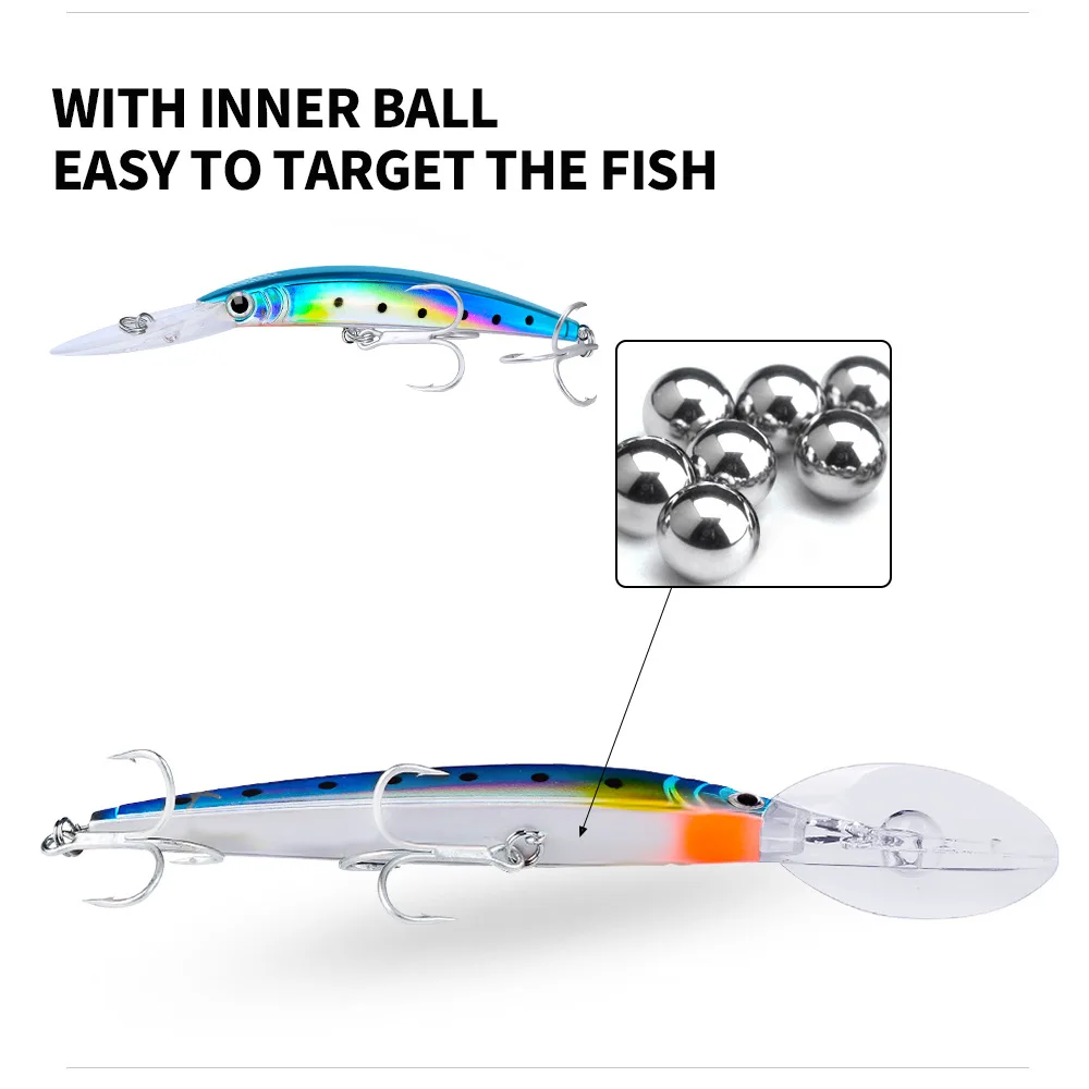 1Pcs 17cm 27g Minnow Köder Wobbler Angeln Locken Tieftauchen Künstliche Harten Köder Trolling Boot Meer Angeln bass Hecht Köder – Detail 5