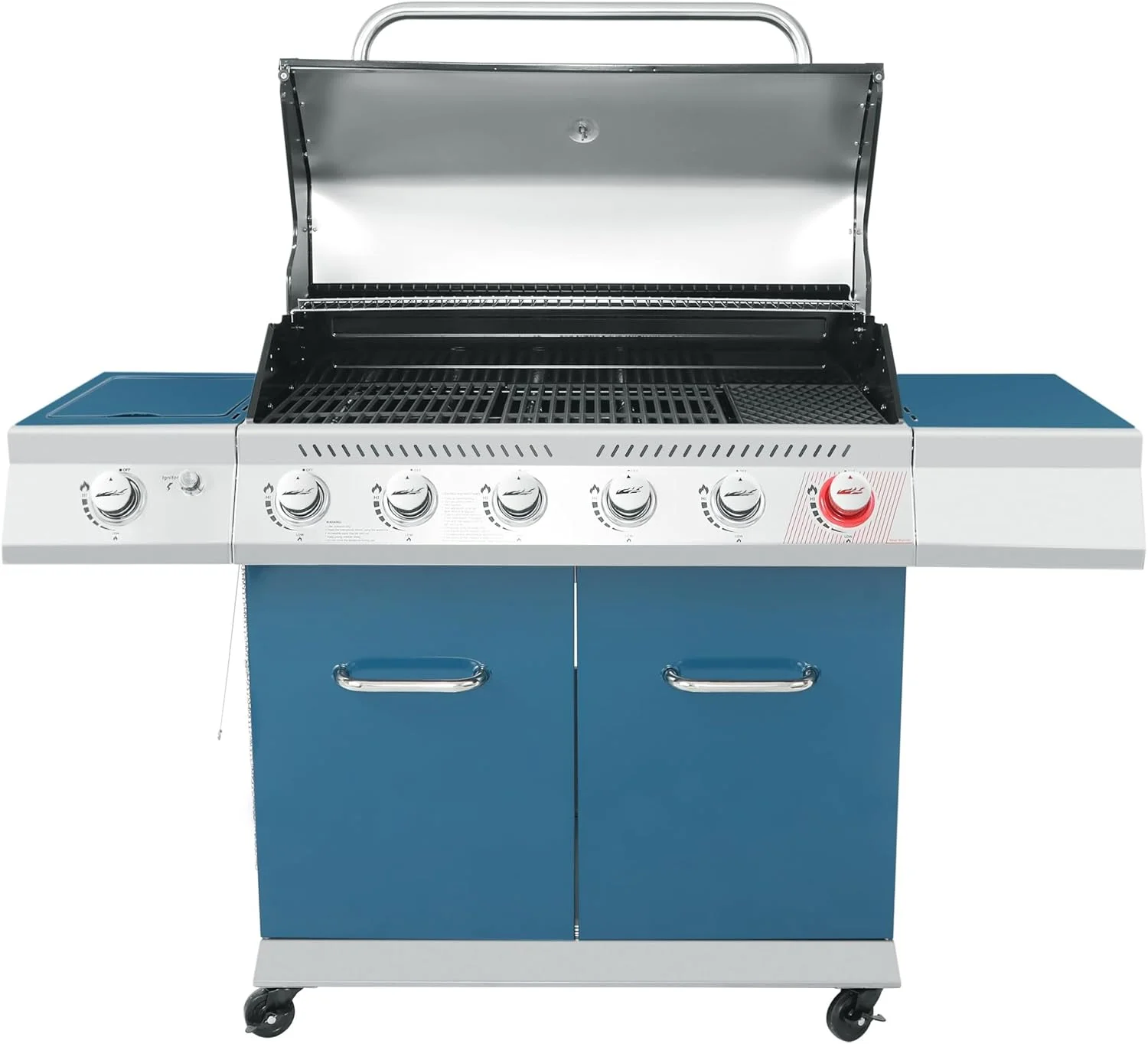 เตาปิ้งย่างแก๊สโพรเพน Royal Gourmet รุ่น GA6402B แบบ 6 หัวเตา พร้อมเตาเสริมด้านข้างและชั้นวางอุ่นอาหาร กำลังความร้อน 74,000 บีทียู แบบตู้ 1