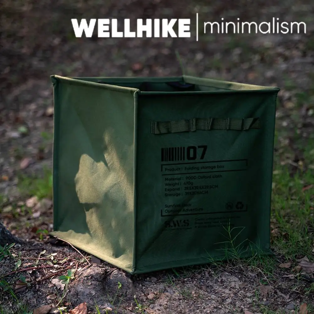 WELLHIKE Outdoor Storage Box with Handle Portable Lawn & Leaf Waste Bag Foldable Trash Can Camping Gadgets for Fish Backpacker