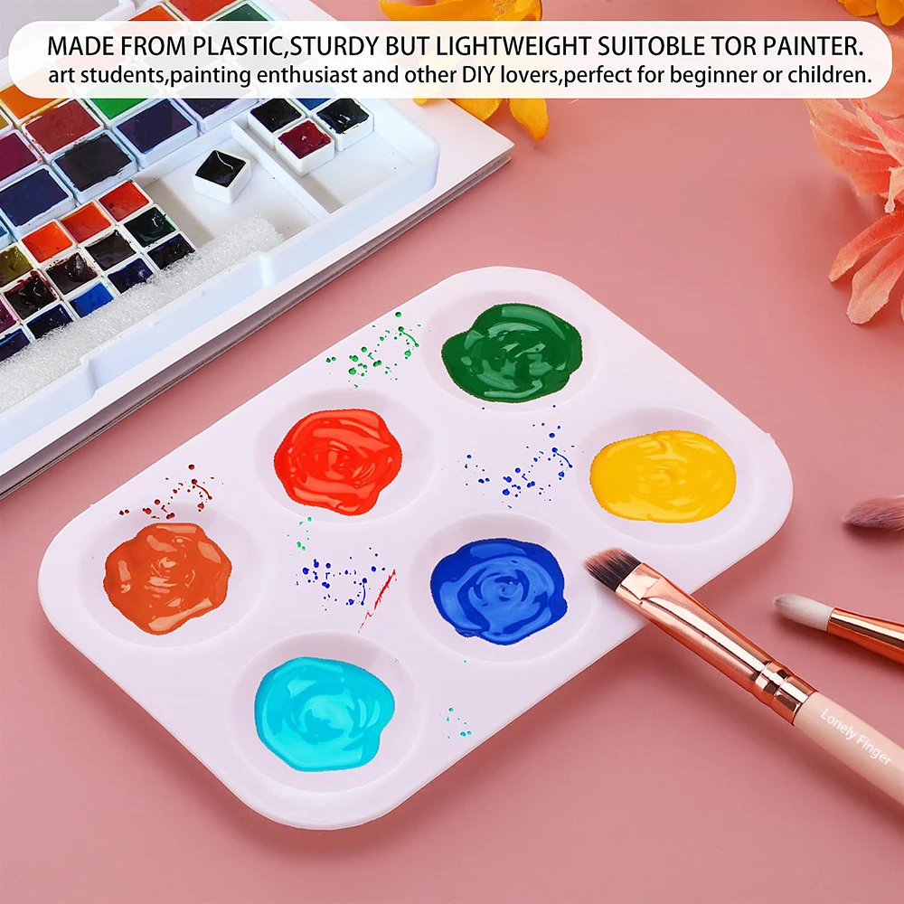 8 PCS Paint Tray Palette 6 Wells Mini Paint Palette Watercolor Palette Painting Tray Plastic Pallets for Painting Party paint tray,color palette,watercolor palette