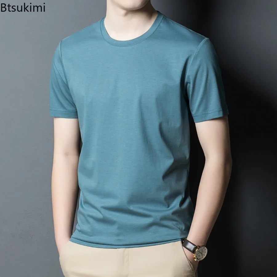

Brand New Men's Solid Short-sleeved T-shirts Summer O-neck Comfortable Cotton Tops for Men Multi-color Versatile Bottoming Shirt