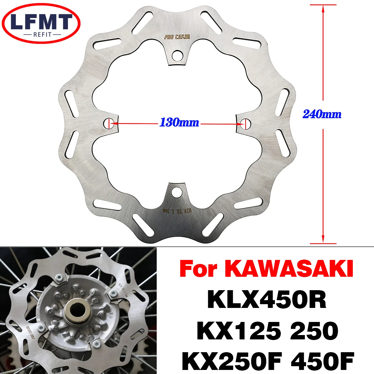 

Motorcycle 270mm 240mm Front Rear Brake Disc Rotor For Kawasaki KX KLX KX125 KX250 KX250F KX450F KLX450R Motocross Accessories