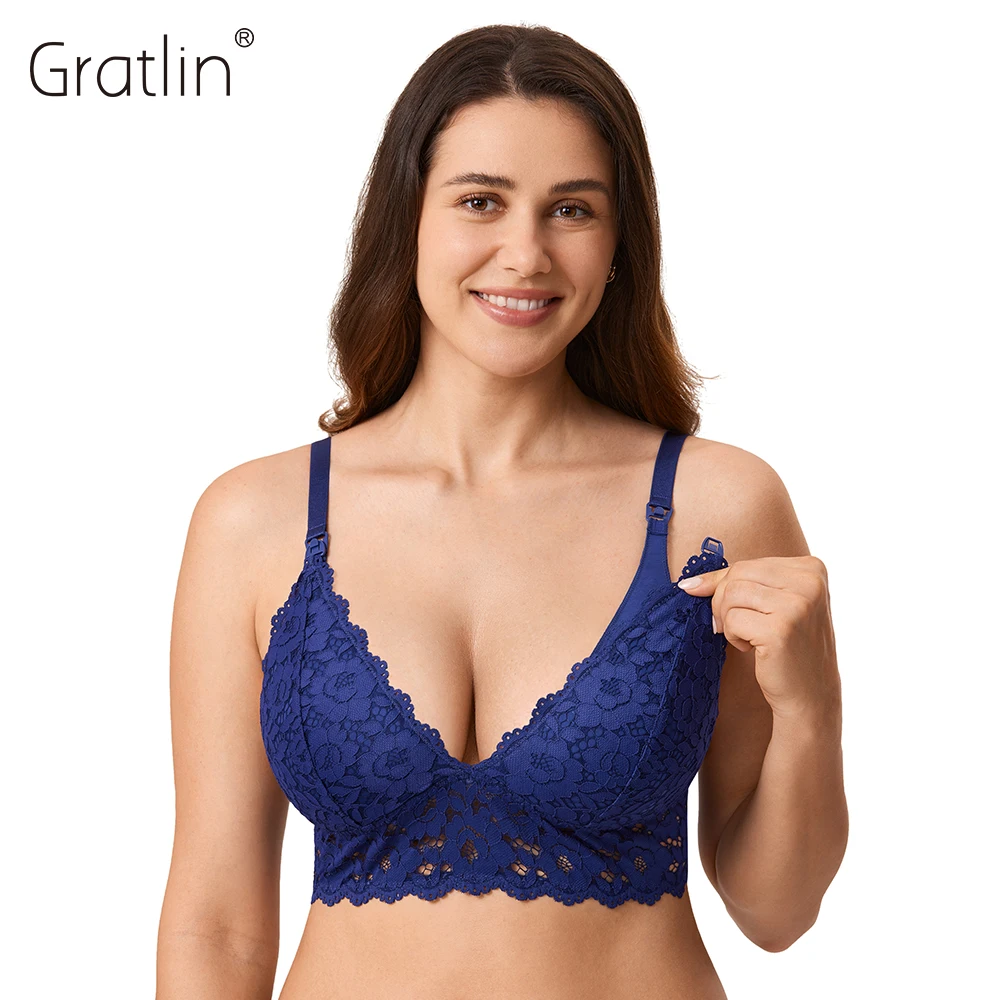 GRATLIN Breastfeeding Maternity Nursing Bras Lace For Pregnant Women Underwear Breast Feeding Maternal Support Wirefree Sexy fdfklak 2 pcs set printed maternity nursing sleepwear nightwear for pregnant women pregnancy breast feeding pajamas suits