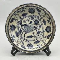Ancient Jingdezhen Porcelain Blue and White Porcelain Kirintu Porcelain Plate Living Room Ceramic Bowl Antique Folk Collection 1