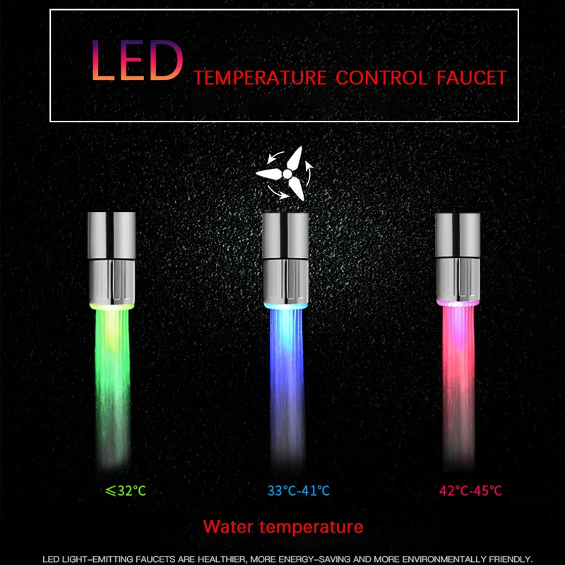 LuminousChanging7ColorsLEDFaucetColorLightChangingBlinkingTemperatureControlWater