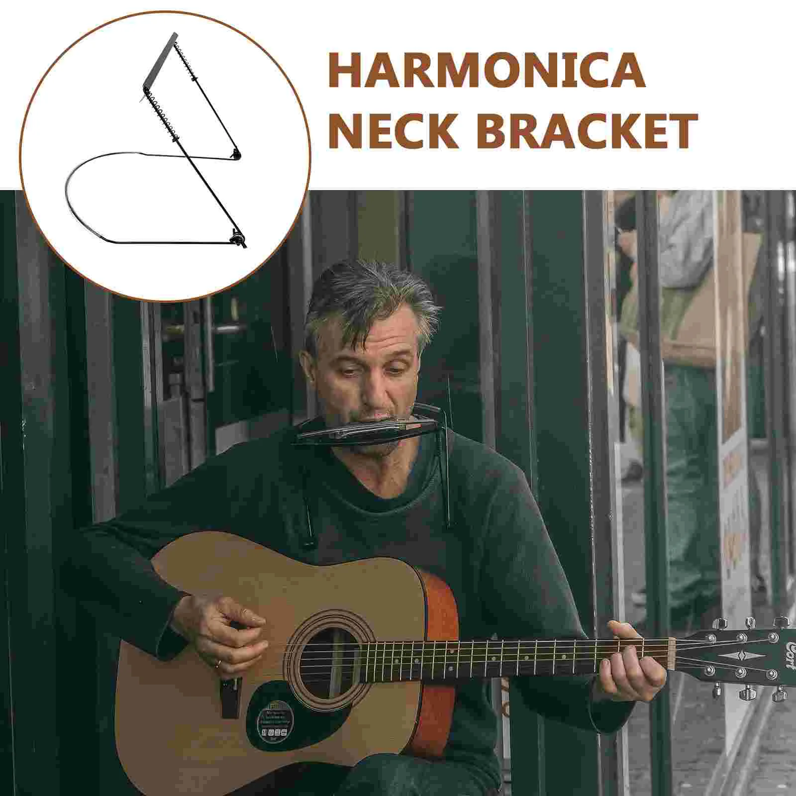Zinc Alloy Harmonica Neck Holder 10 16 24 Holes Adjustable Stand Frees Hands Guitar Piano Mouth gan Rack Lightweight Portable
