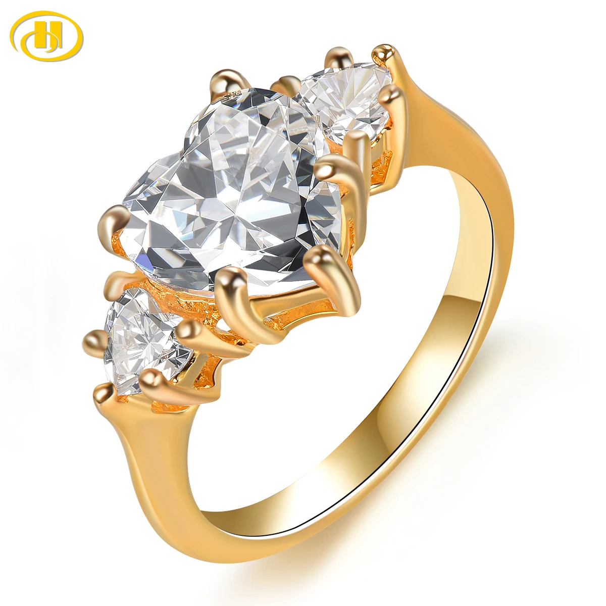 Stock Clearance High Quality Fine Yellow Gold Plated 925 Silver Wedding Ring 3.32ct AAAAA CZ