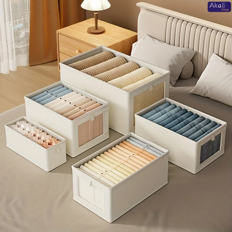 Foldable Canvas Storage Box with Clear Window for Home Organization