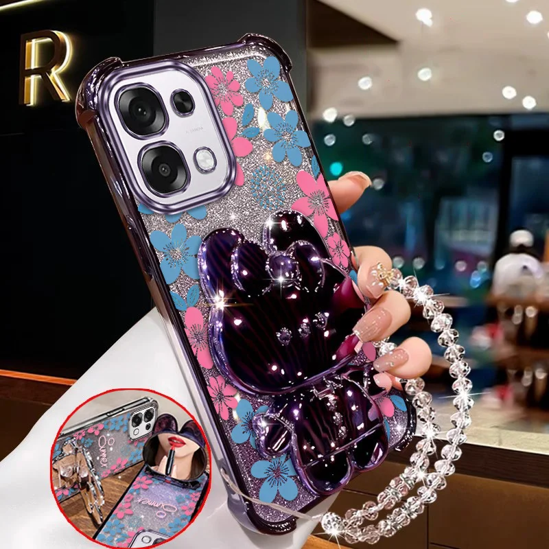 3-Piece Blue Floral Phone Case Set with Lanyard and Stand