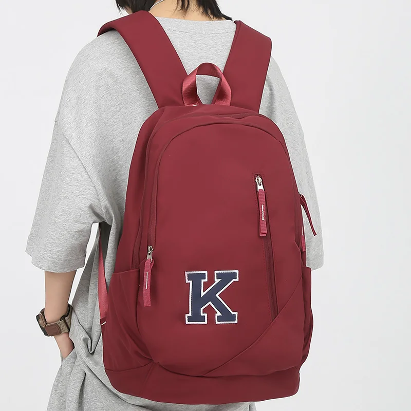 Trendy Lady Men High Capacity Red Backpack Girl Boy Laptop School Bag