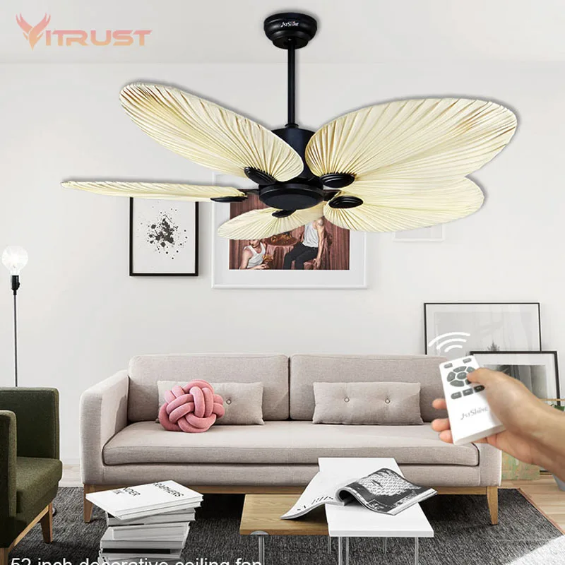 Trending Ceiling Fan 5 Palm Blades Decorative Ceiling Fans for Villa Living Room Bed Room ceiling fan