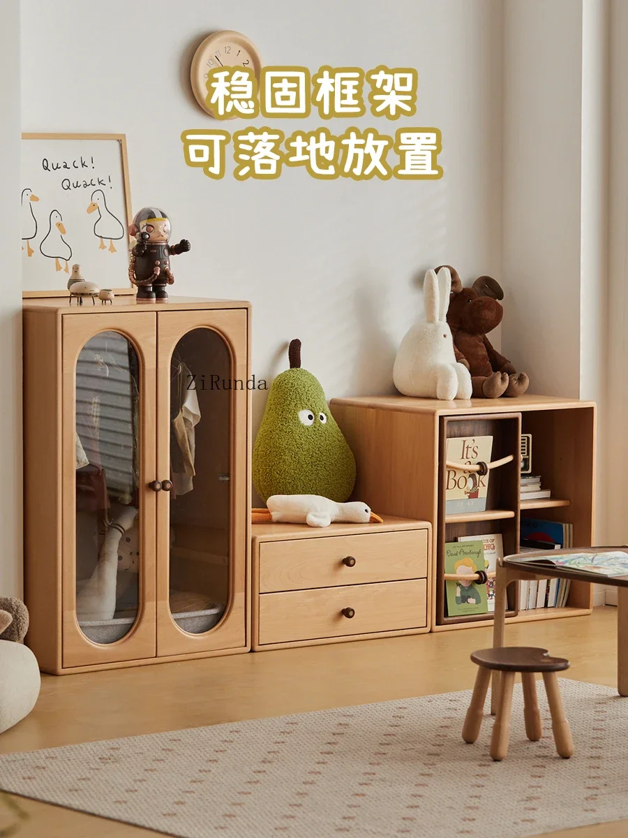 Children's storage cabinet Bedroom drawer storage wardrobe All solid wood multi-functional