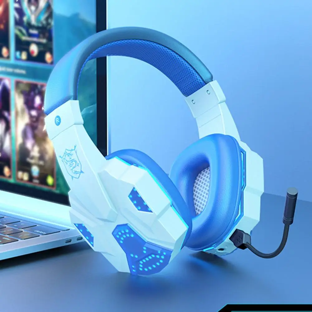 

Led Light Game Sound Effects Headphones Game Headphone Immersive Gaming Experience Stylish Noise Cancelling Headset with Mic Led