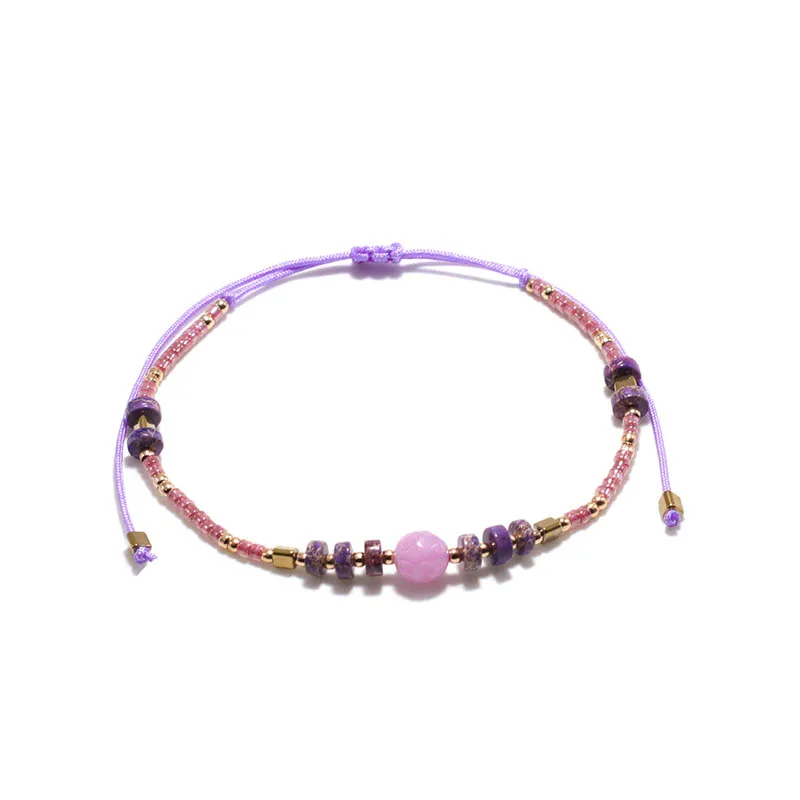 Handmade Seed Beads Bracelet with Natural Howlite Stone for Women