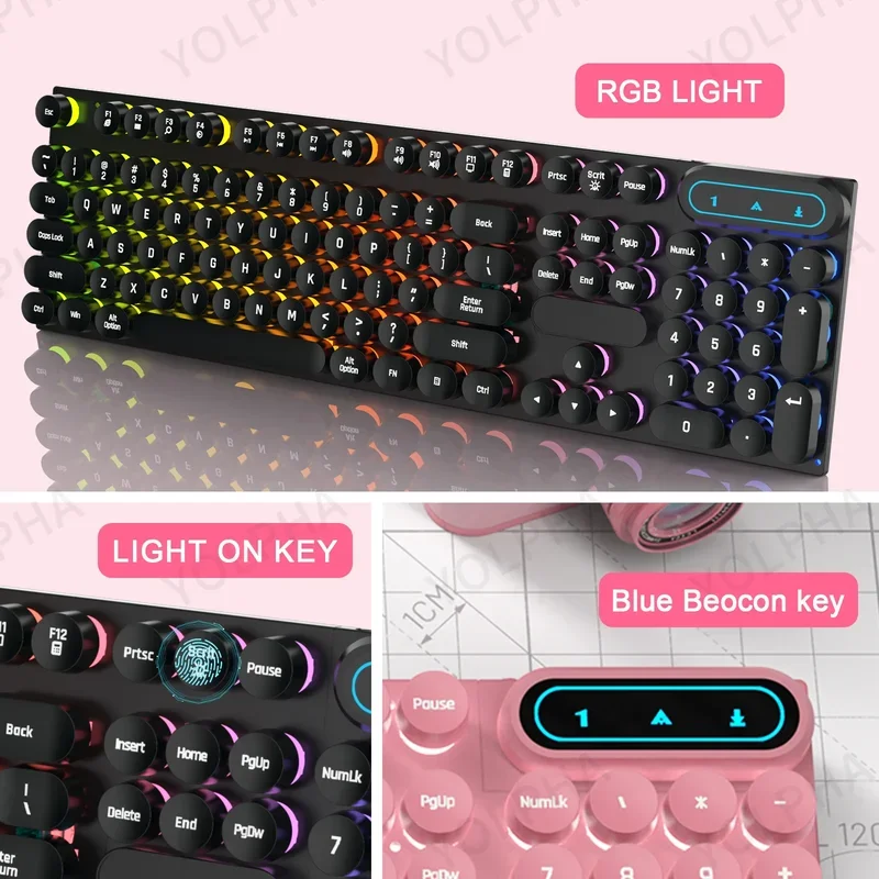 104 Keys Wired Keyboard LED Rainbow Backlight Breathing Light American QWERTY Layout for Computer Laptop PC Gaming mechanical keyboard