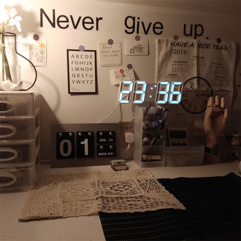 3D LED Digital Clock Wall Decoration