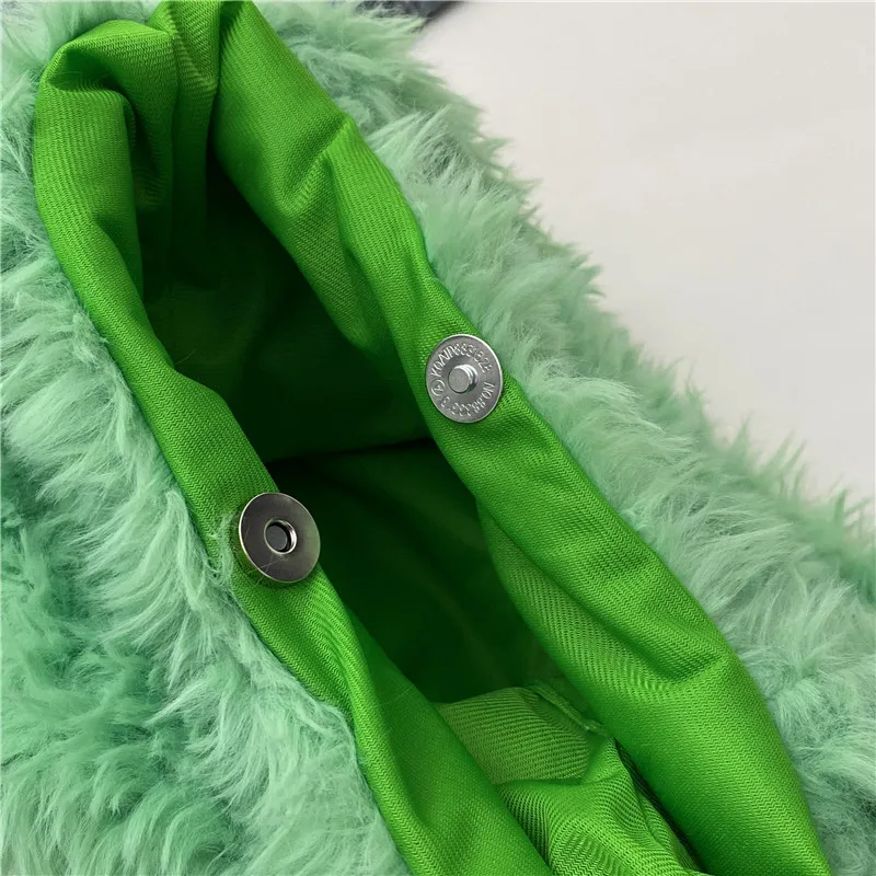 Vibrant Mint Green Faux Fur Handbag Shoulder Bag Winter Fluffy Y2K Tote Bag for Modern Casual Charm Everyday or Seasonal Wear