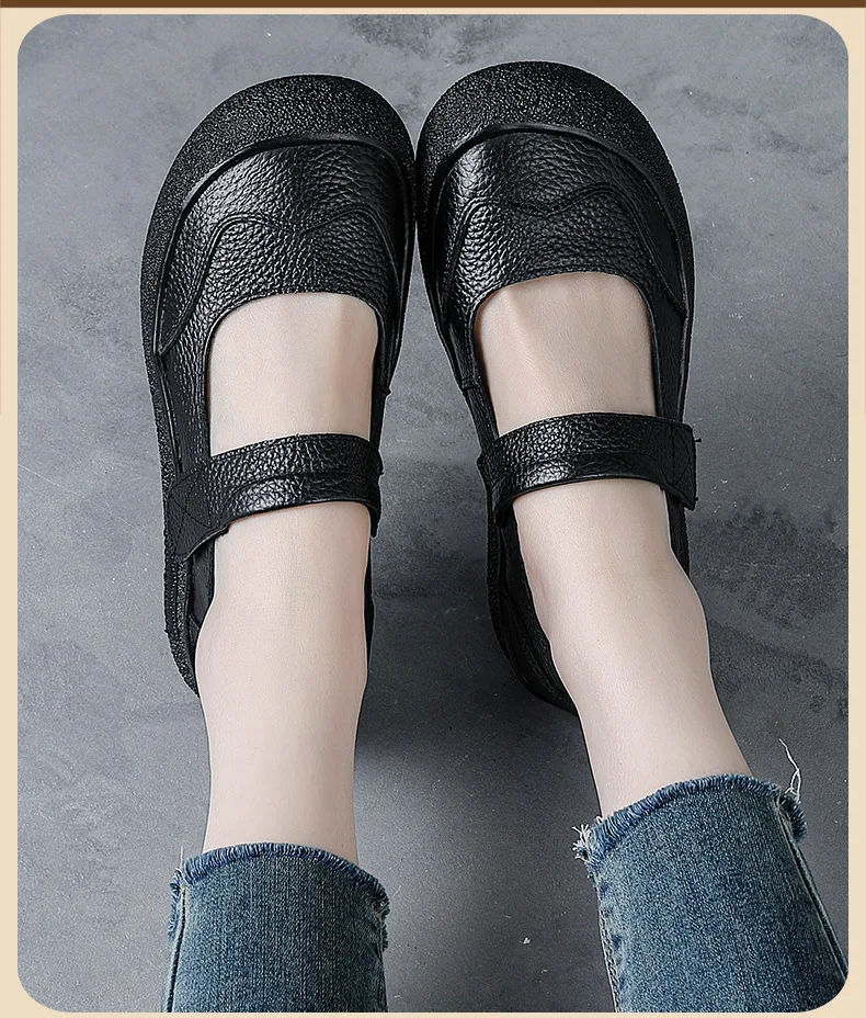 Neue flache Schuhe aus Rindsleder für Damen, bequeme Mary Janes Flats, luxuriöse Marken-Loafer für Damen, hochwertige Drive-Mokassins – Detail 10