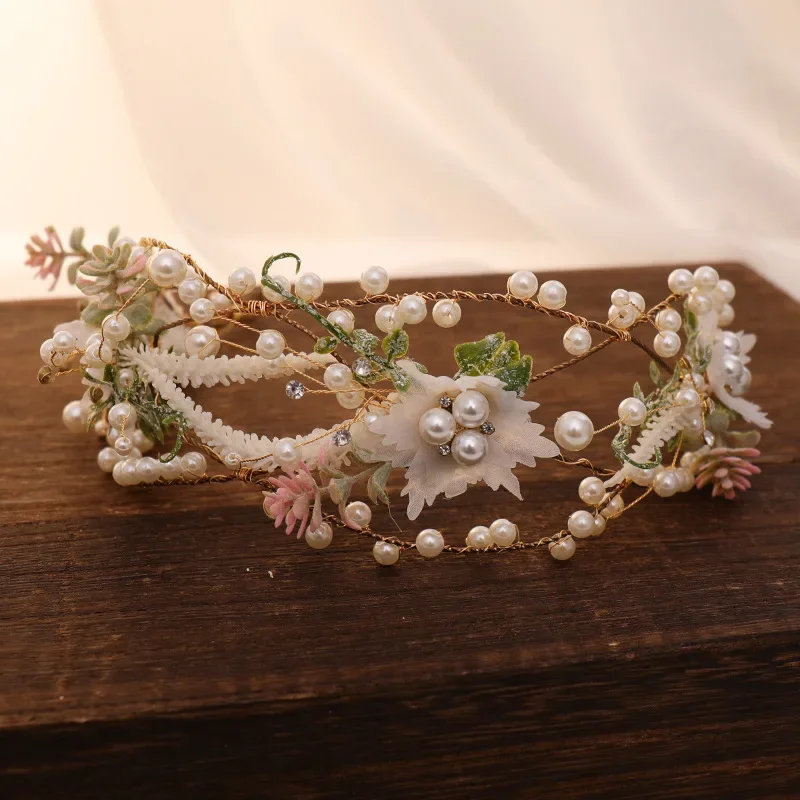 Pearl Flower Leaf Headband Hairband Tiara For Women Bride Wedding Bridal Hair Accessires Jewelry Band Headband