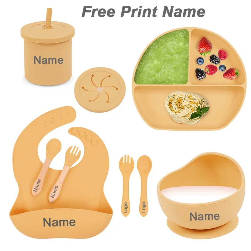 silicone-baby-feeding-set-ventosa-tigela-prato-de-jantar-bib-colher-garfo-pratos-infantis-nome-personalizado-talheres-8pcs