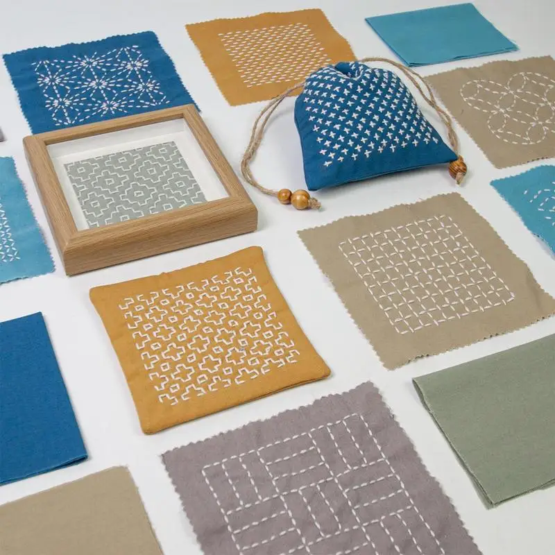 Sashiko Kit For Beginners Water Soluble Sashiko Embroidery Beginner Kit Hand Sewing Needle And Fabric Material