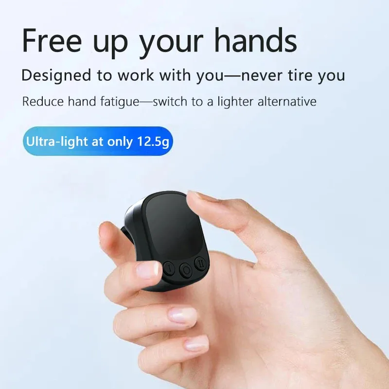 Mouse Ring Remote Control with Touchpad Smart Automatic Screen Clicker Device Continuous Clicker Scrolling Ring Remote Control