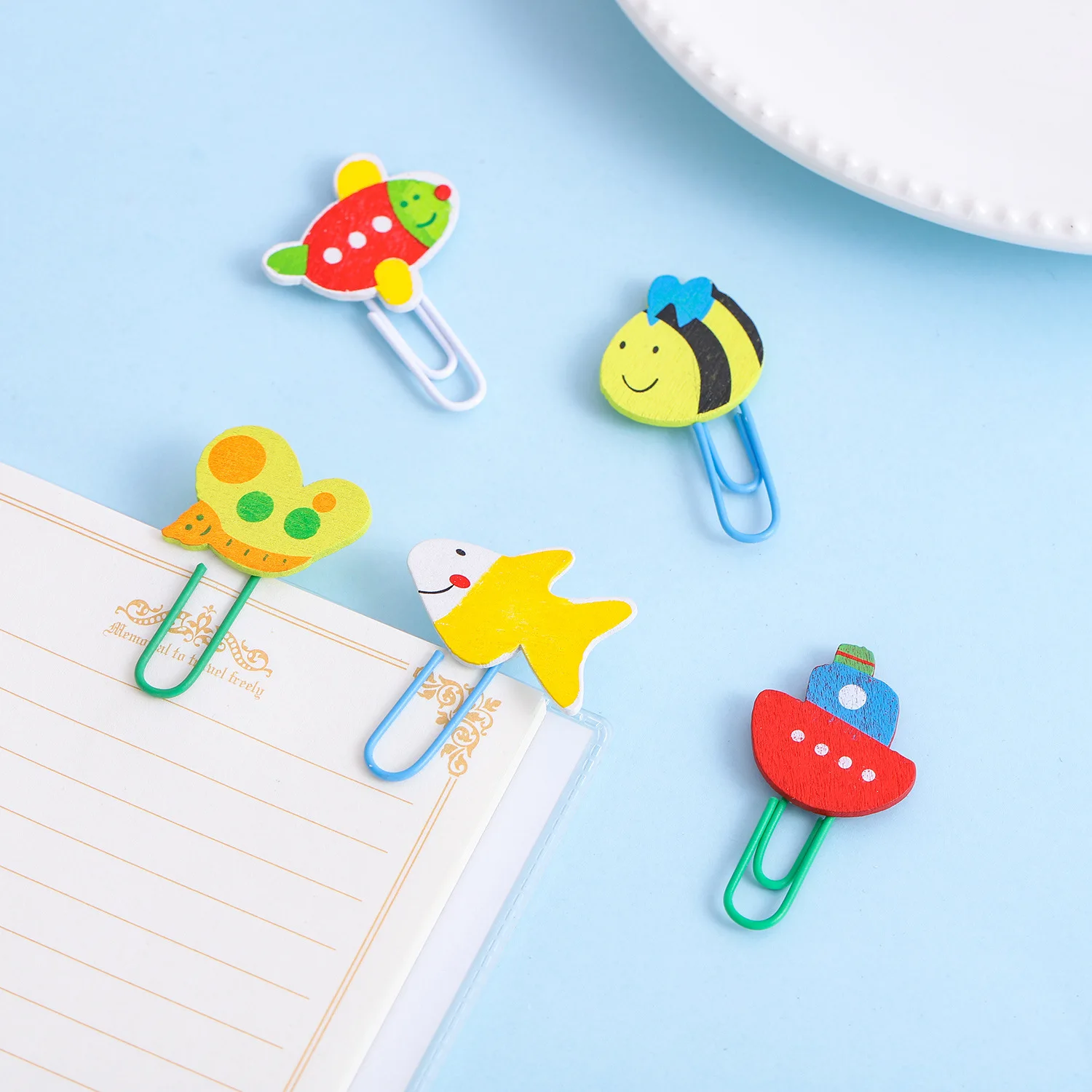 

12 шт., деревянные зажимы для бумаги с животными