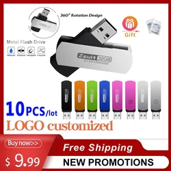 Z-suite 10PCS USB 2.0 High Speed Pen Drives 128GB Flash Memory Stick for Computer USB Metal Mini PenDrive 32GB Free Logo U Disk