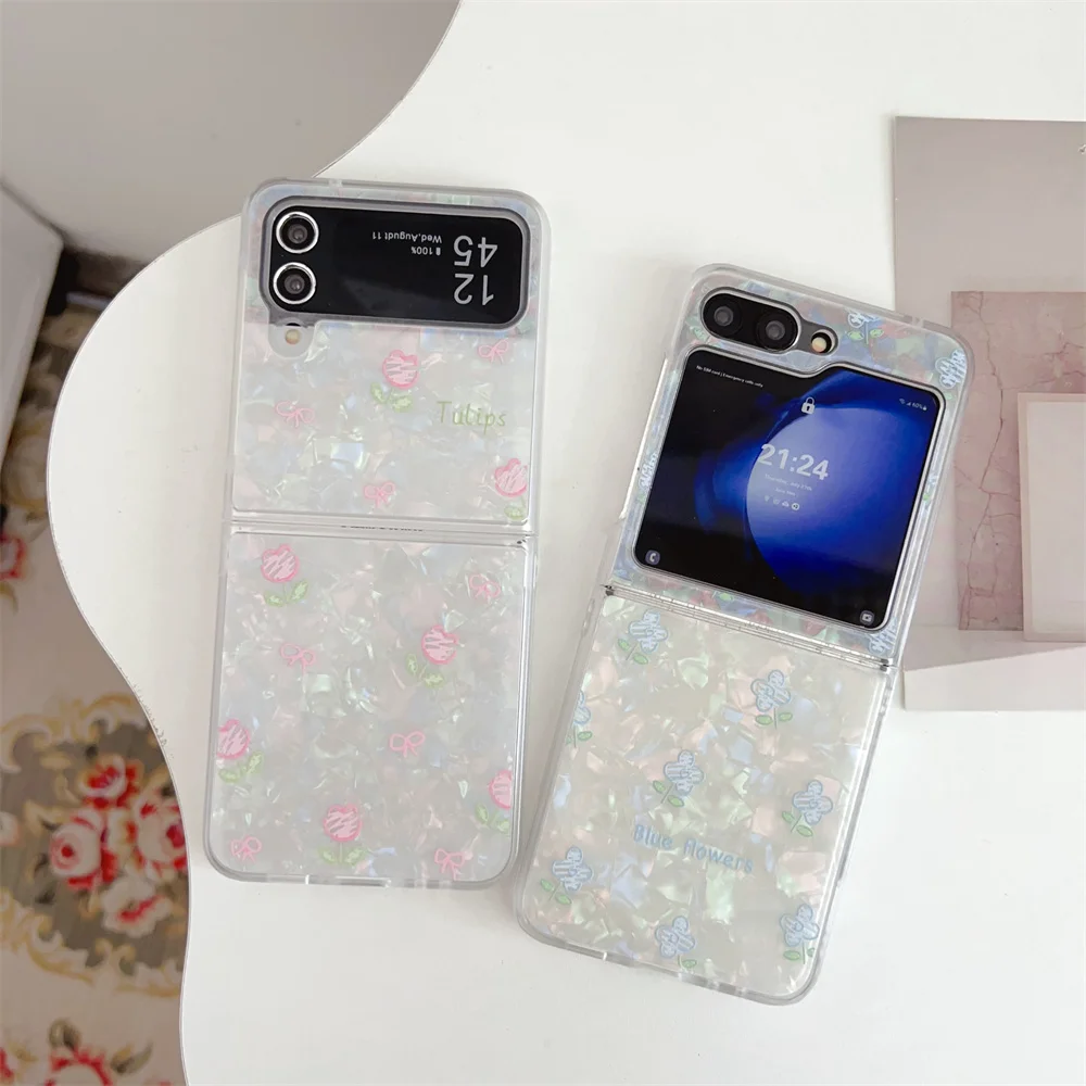 Tulip Flower Shell Pattern Luxury Ultrathin Shockproof Flip Case Cover