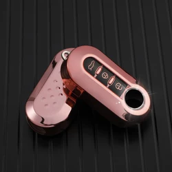 Premium TPU Car Key Case Cover Shell with Folding Design (Pink Case)