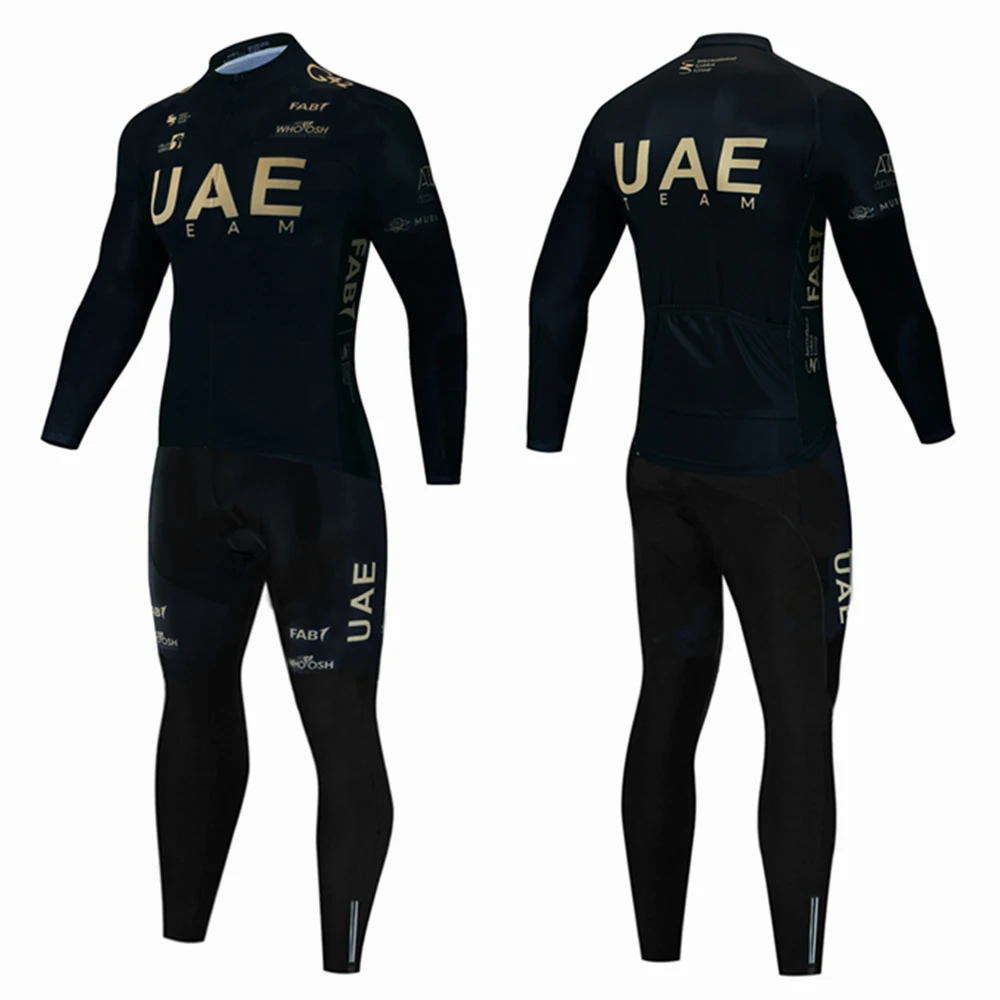 2024 UAE Winter Thermal Fleece Cycling Jersey Set Men Mtb Clothing Man Uniform Bicycle Clothes Complete Tricuta Bib Maillot Set 3
