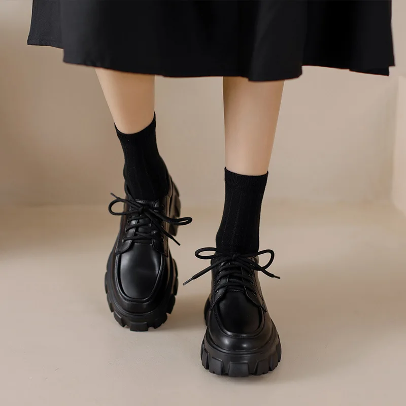 Women Loafers Classic Platform Chunky Heel Black Ladies Pumps Female Mary Jane Derby Lolita Sweet Round Toe College Shoes lolita shoes,platform pumps,women loafers shoes