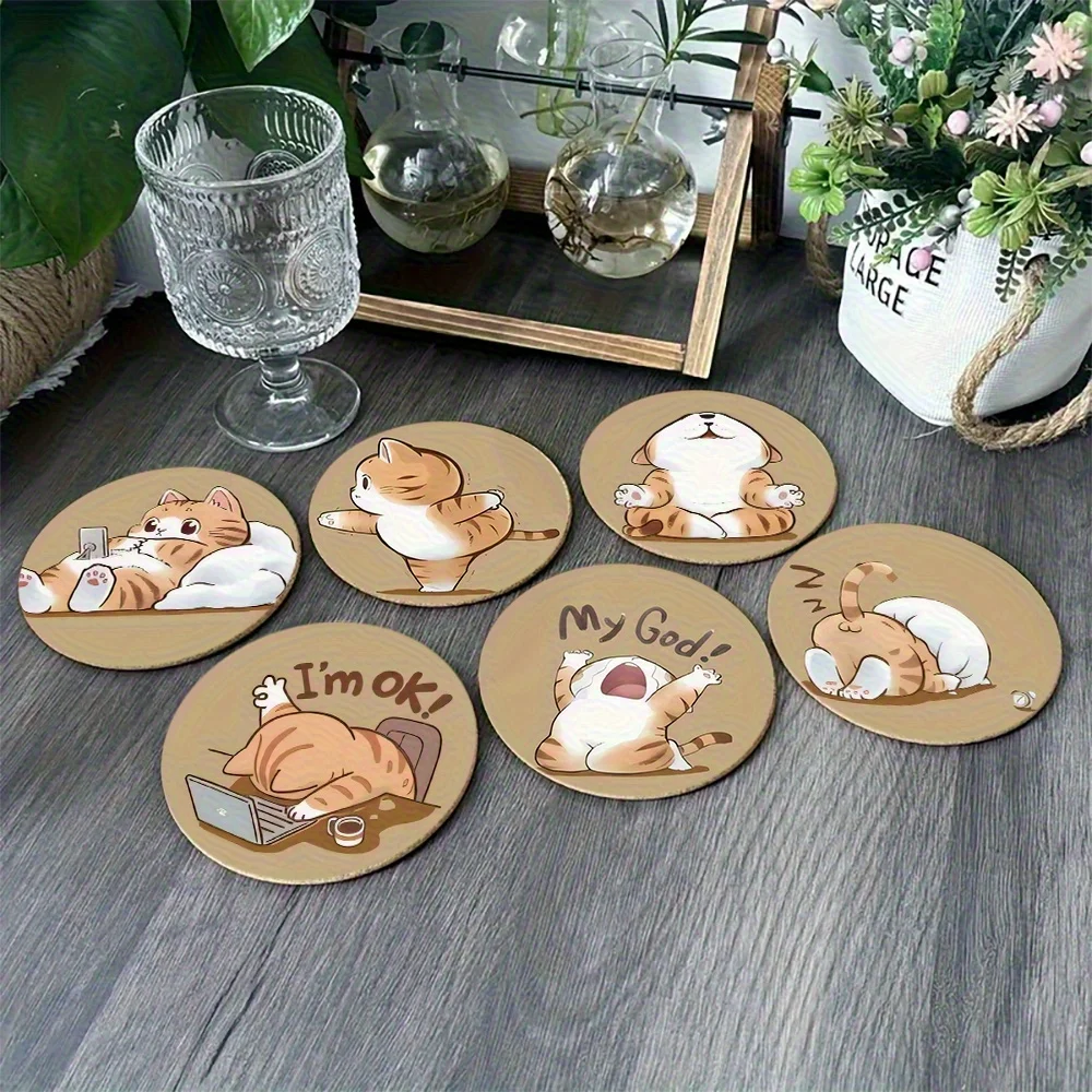 6-piece Set of New Wooden Coasters and Decorative Coasters, Perfect for Home, Kitchen, and Bar Use, Ideal for Dining Occasions