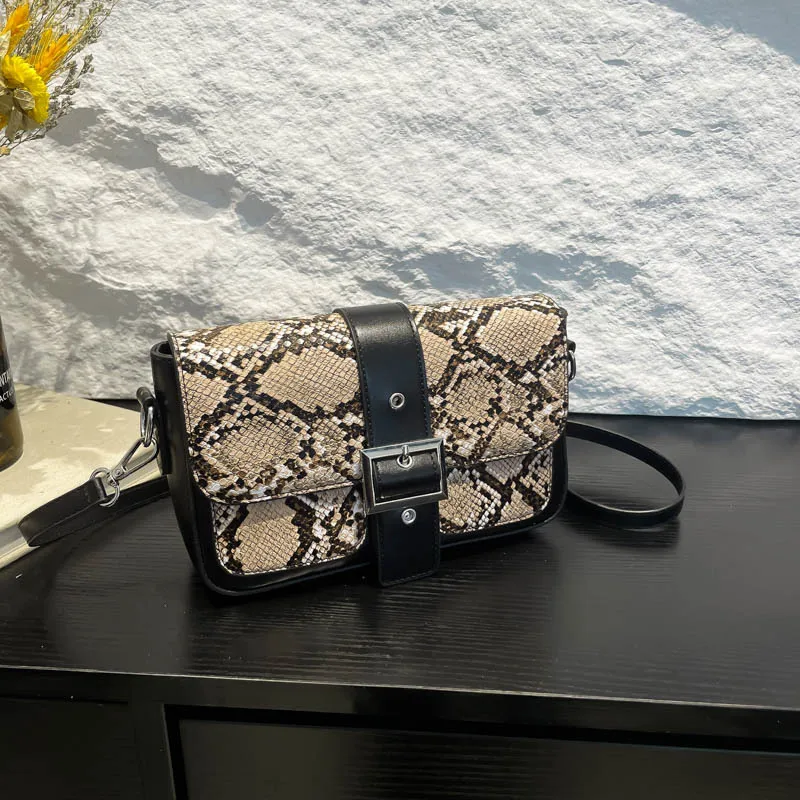 Solid color Women serpentine Shoulder Side Bag Small PU Leather Handbag And Wallet Vintage Luxury Lady Flap Crossbody Sling Bag