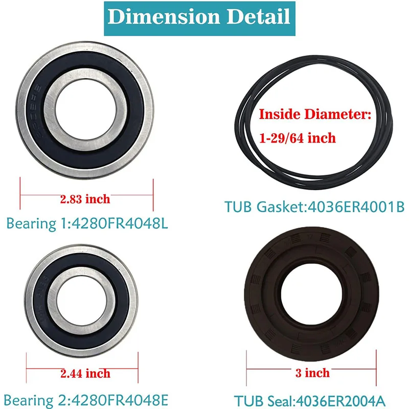 Kit Cuscinetti E Guarnizioni Per Vasca Lavatrice LG E Kenmore - Sostituisce MDS62058301 4280EN4001G