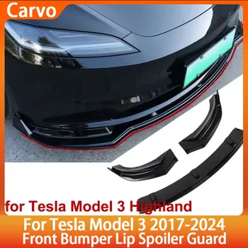Kit pala anteriore labbro anteriore paraurti anteriore compatibile per Tesla Model 3 2017-2024, kit splitter spoiler corpo berline accessori 3 pezzi