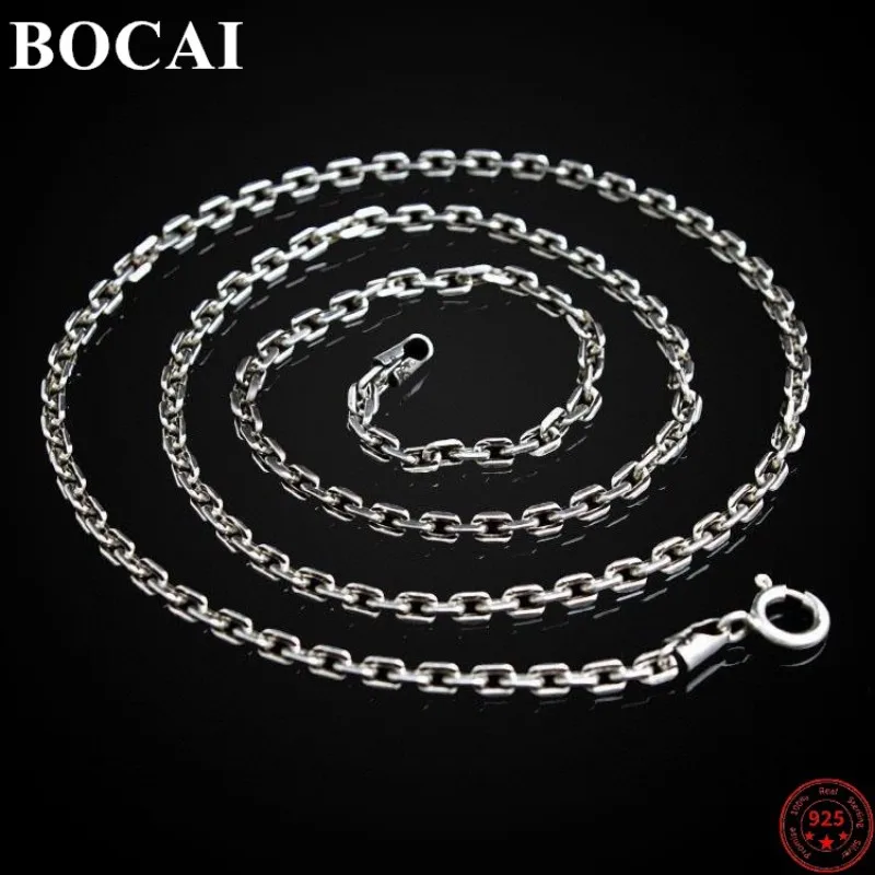 

BOCAI 100% S925 Sterling Silver Necklace for Men Women 2023 New Men's Fashion Classic Simple O-Chain Pure Argentum Jewelry