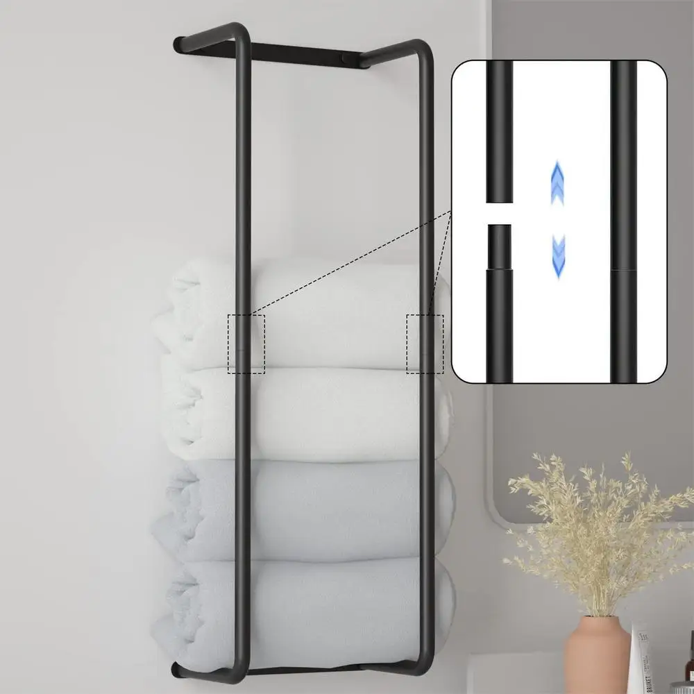 Description Picture 5 of itemBathroom Towel Holder Wall Mount Stainless Steel Towel Rack Adjustable Shower Room Towel Storage Shelf Bathroom Accessories