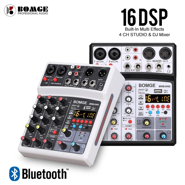 Mezclador de audio de 16 canales, consola de mezcla de tablero de sonido,  mezclador de sonido DJ con USB y Bluetooth, mezclador de audio de estudio