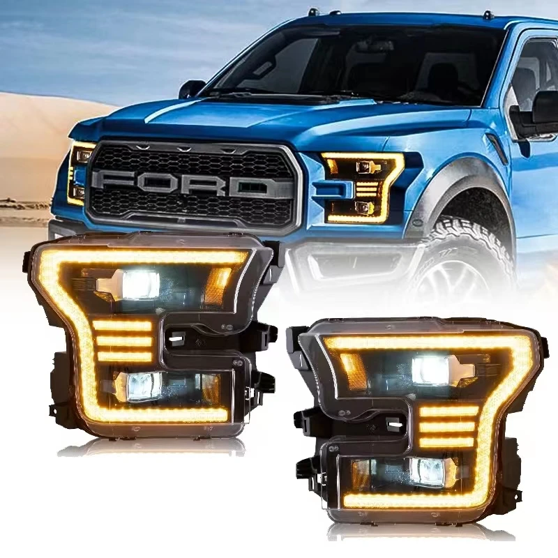 

Car Accessories Headlamp Headlight Raptor LED For Ford F150 2015 2016 2017 DRL Daytime Running Light Full LED Headlights